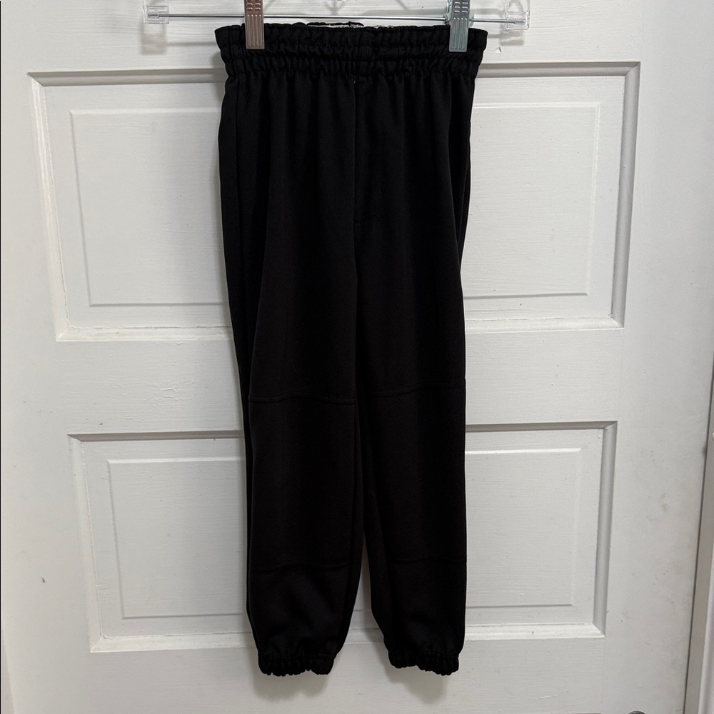 Kids Black Elastic Waist Baseball Pants